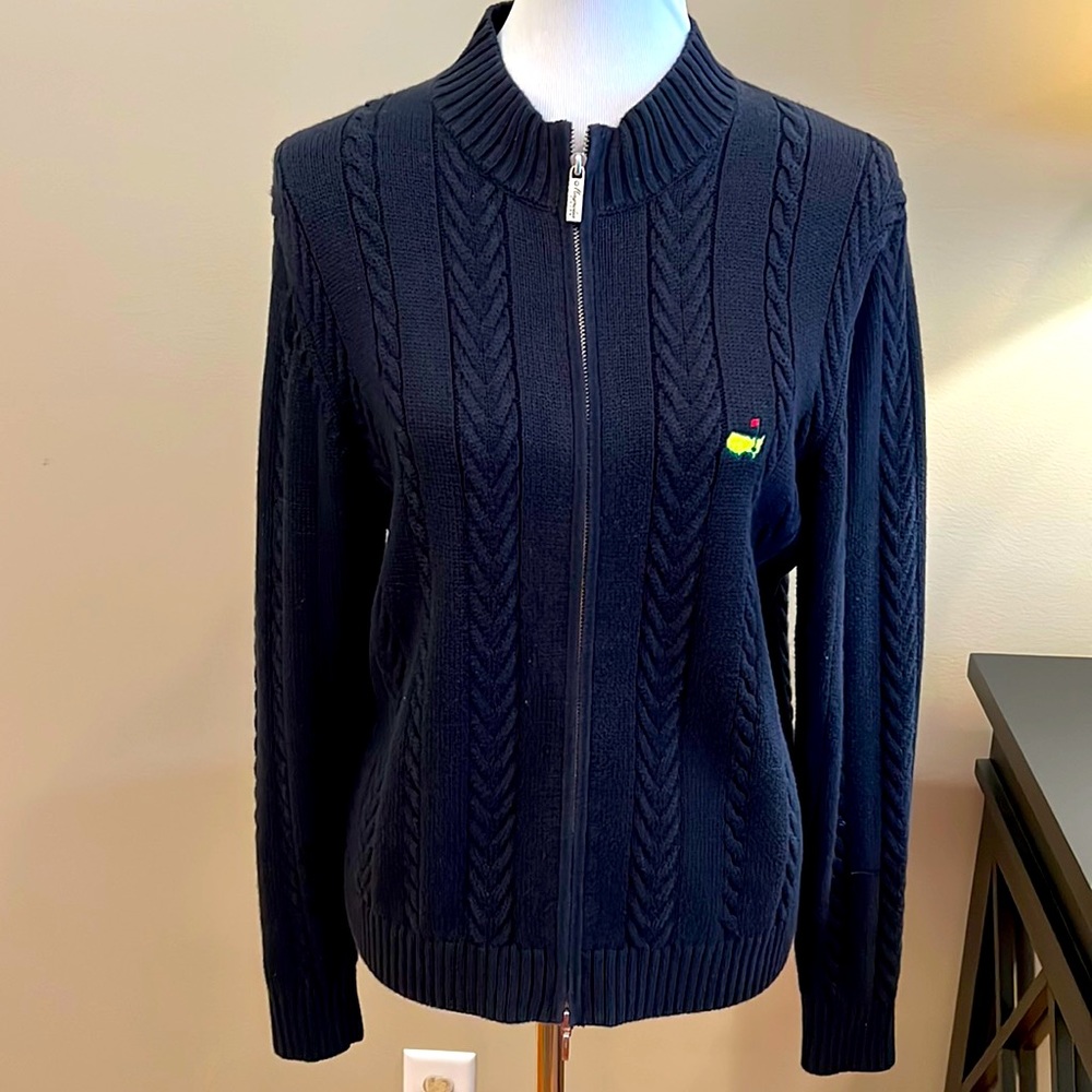 Augusta National Magnolia Lane beautiful black cable zip front cardigan